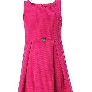 Girls Pleated A-Line Textured Knit Party Dress